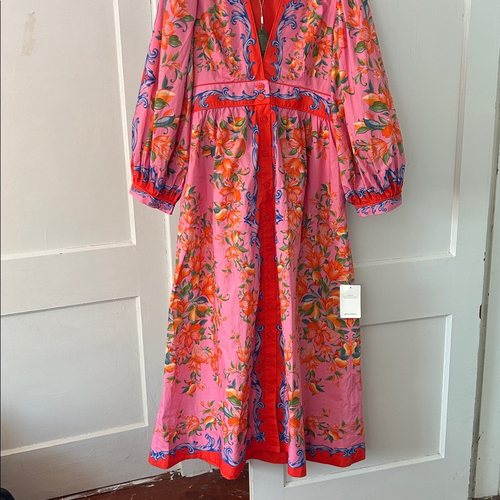 FARM Rio Sicily Flowers Orange & Pink Floral Cotton Dress - Picture 5 of 9